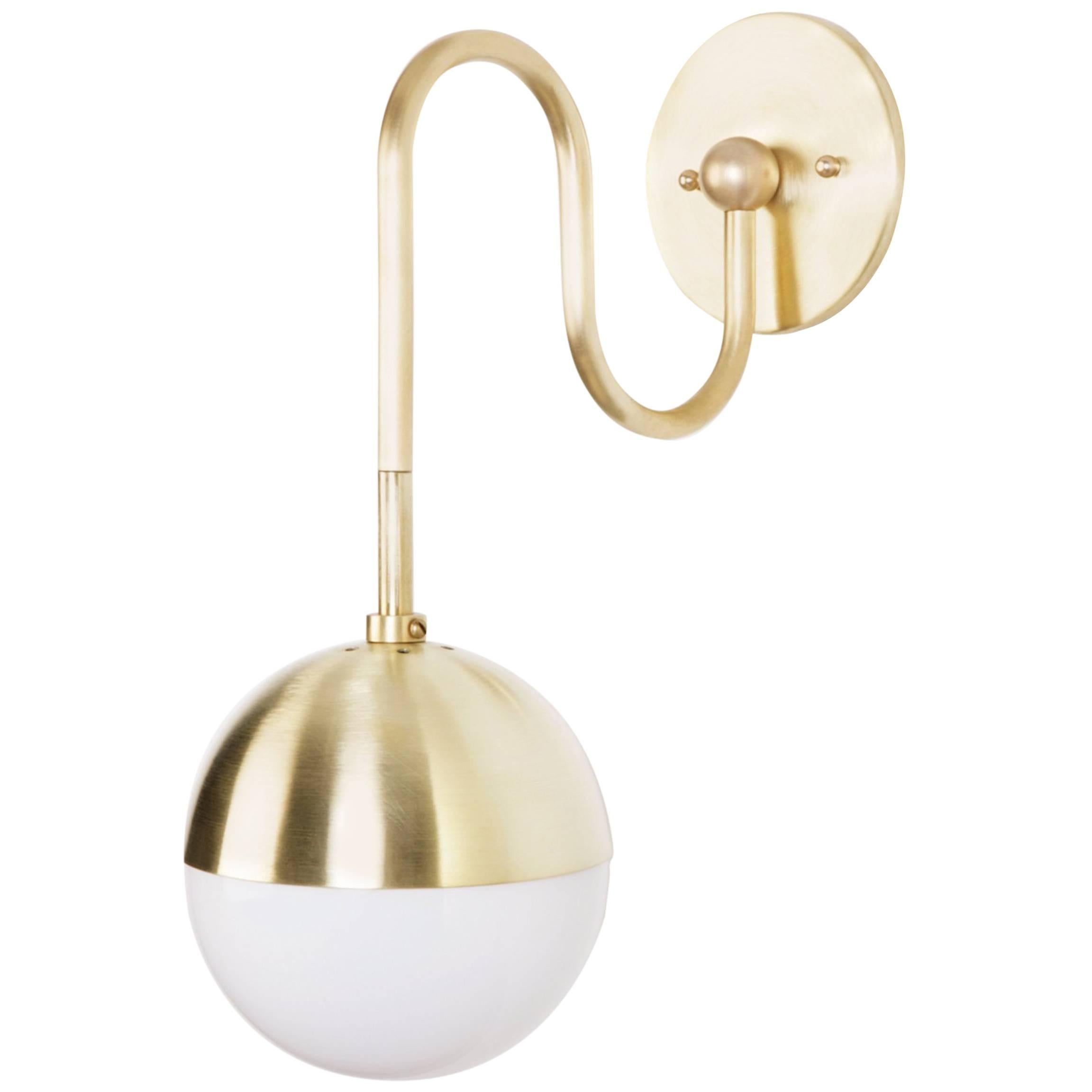 Balise Sconce in Brass Finish with Brass Details and Opal Glass Globe