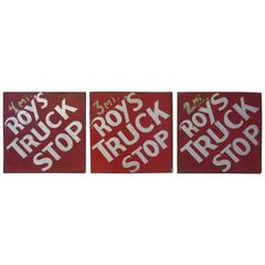 Vintage Folk Art Roy's Truck Stop Directional Signs