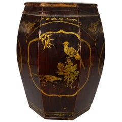 Antique Hand-Painted Grain Storage Barrel with Medallions from, China, 19th Century