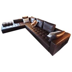 Chocolate Leather Kilt Sofa by Zanotta