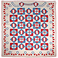 Used Rare Patriotic Presidential Applique Quilt from 1925