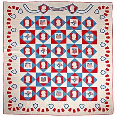 Rare Patriotic Presidential Applique Quilt from 1925
