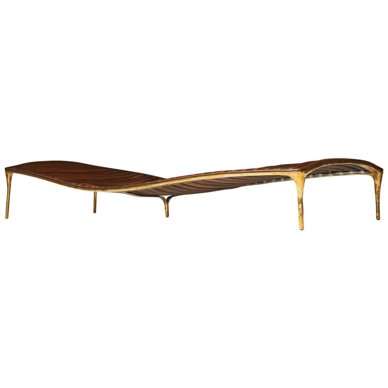 Daybed in Brass and Walnut by Valentin Loellmann For Sale