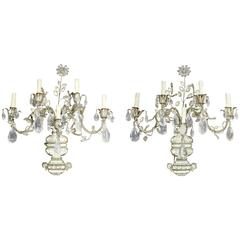 Pair of Maison Bagues Regence Style Rock Crystal and Crystal Wall Sconces