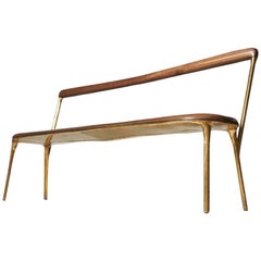 Bench with Back in Brass by Valentin Loellmann