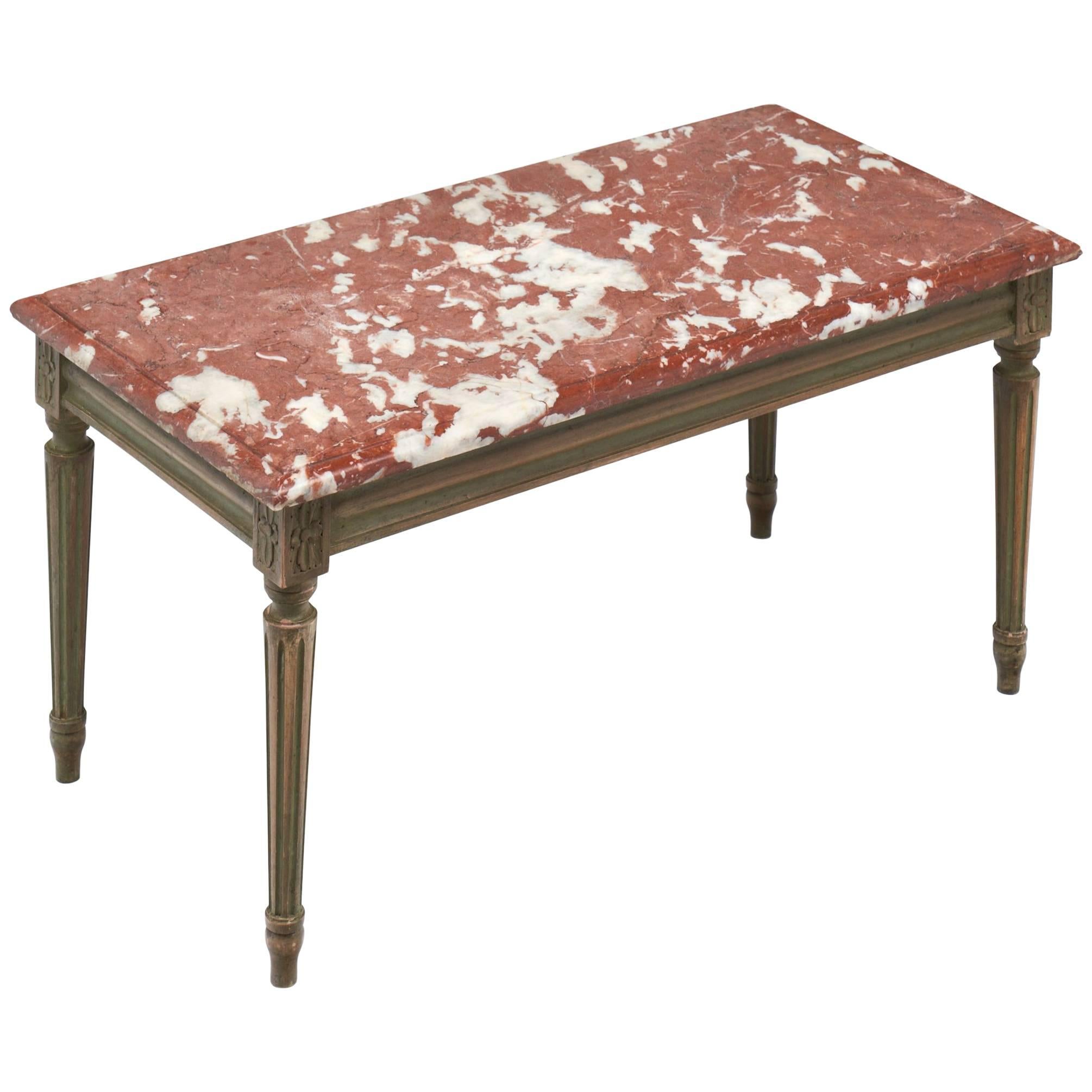 Louis XVI Style Coffee Table with "Rouge Royal" Marble-Top