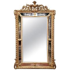 Mid-19th Century French Louis XV Carved Gold Leaf Mirror from Paris
