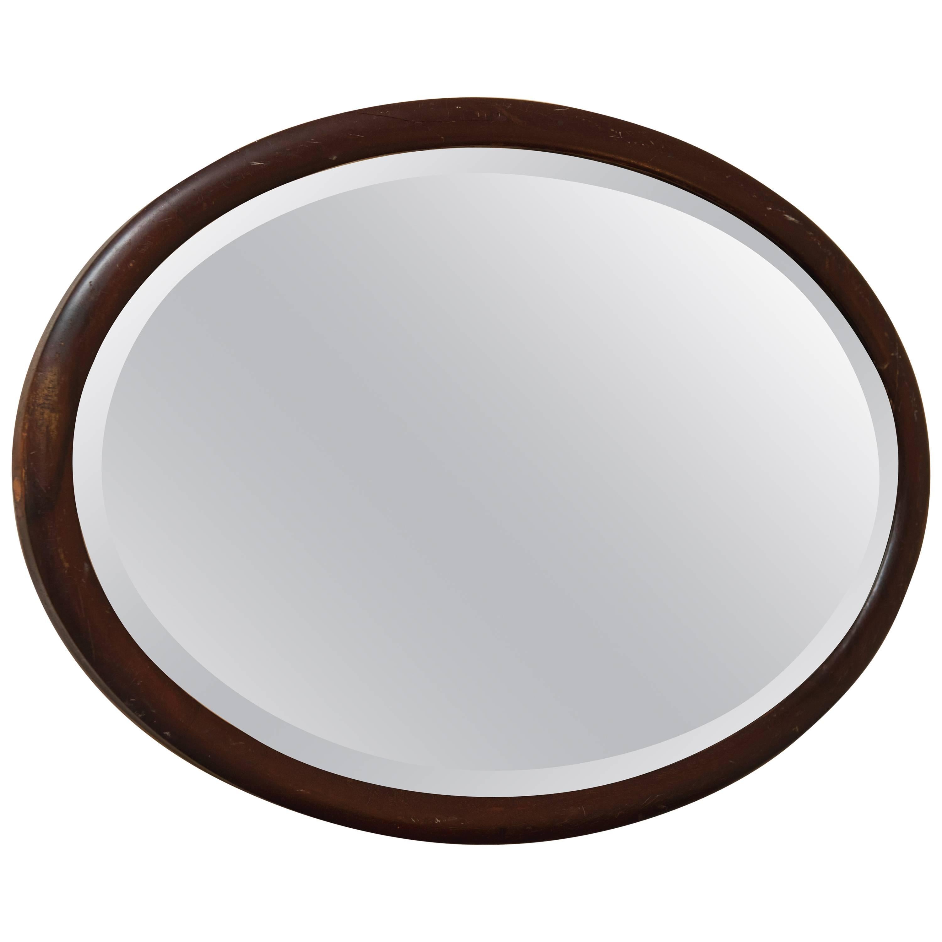 Oval Wood Mirror For Sale