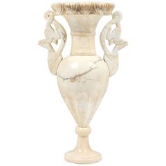 French Vintage Carved Alabaster Urn Lamp