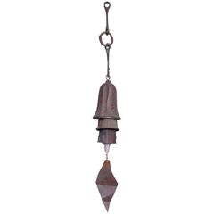 Used Mid-Century Modern Cast Bronze Bell Wind Chime after Soleri