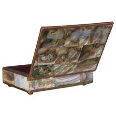 Abalone Brass and Rosewood Box Mexico Taxco Mid-Century Modern 4