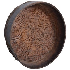 Antique Primitive Bentwood and Goatskin Flour Sieve Sifter, Guatemala, 1800s