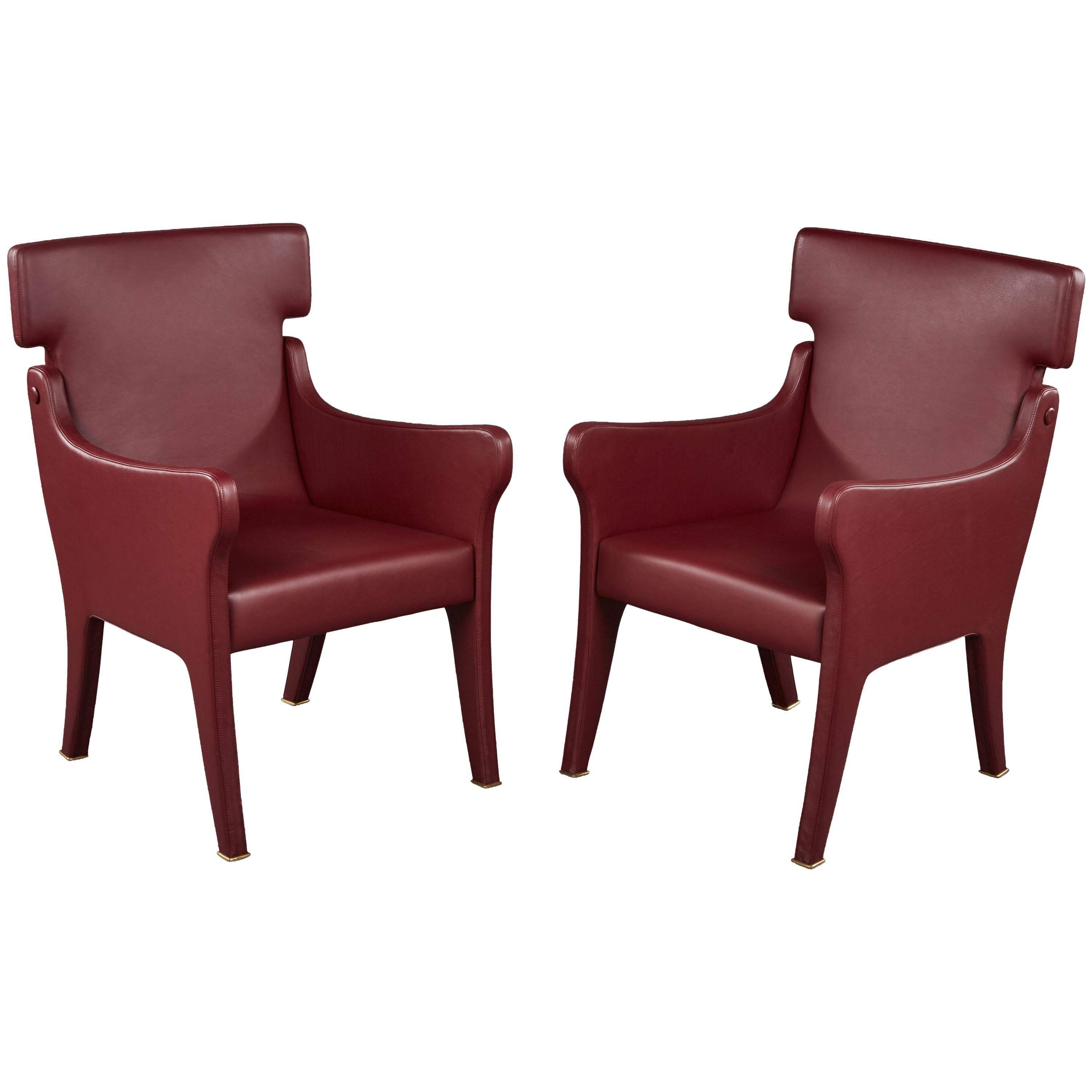 Pair of Ignazio Gardella Leather Chairs For Sale