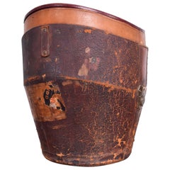 Antique Distressed Luggage Leather Hat Box, 1800s