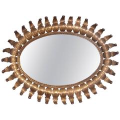 Hollywood Regency Oval Brass Mirror 8