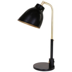 Navire Table Lamp solid brass arm and tilting brass shade black powder coat