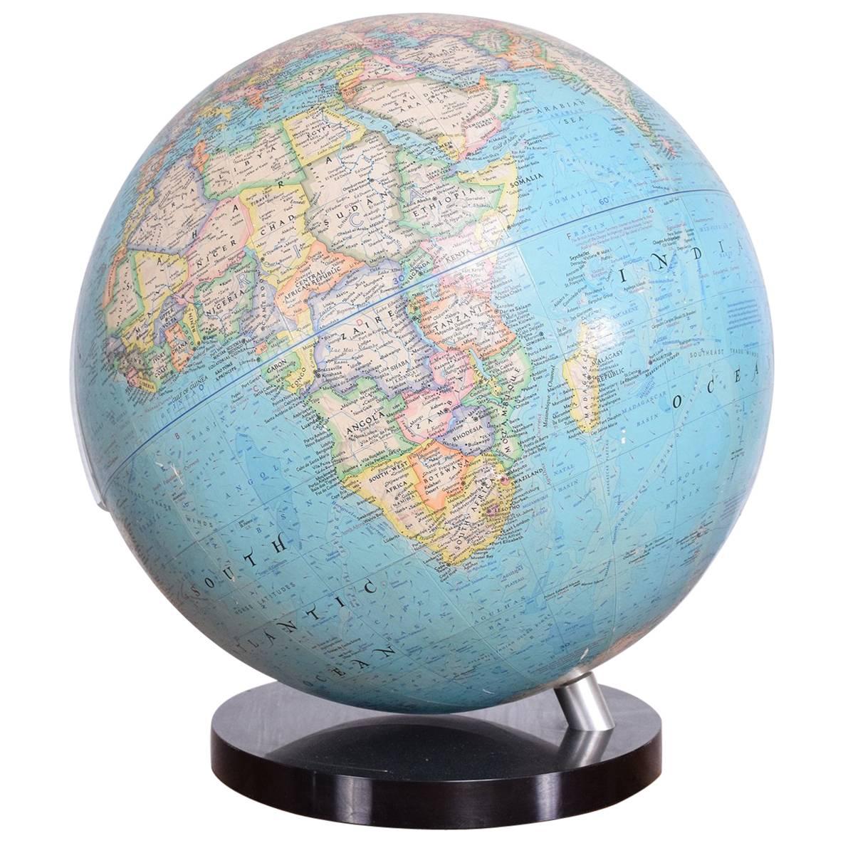 Vintage Modernist World Globe by National Geographic