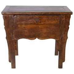 Antique Walnut Single Drawer Table, 19th Century