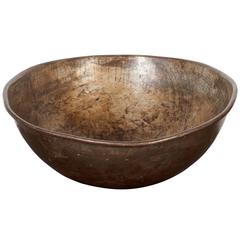 Vintage Large Steel Dough Bowl with Great Patina