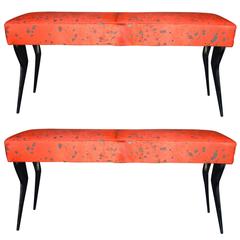 Bench in Red Cowhide