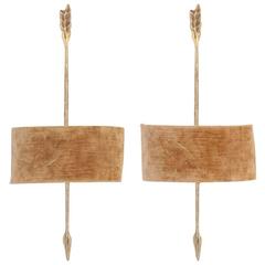 Felix De Agostini Pair of Gilt Bronze Sconces Model "Arrow"