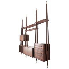 Rare Italian Rosewood Wall Unit Galeria Mobili Dárte Cantu