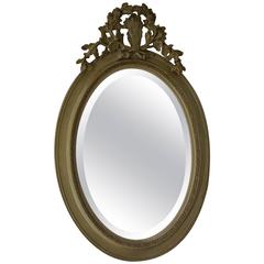 19th Century Victorian Beveled Oval Mirror with Carved Image of Queen Victoria