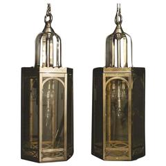 American Pair of Four Light Hexagonal Lanterns