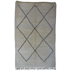Soft Natural Wool Beni Ouarain Rug