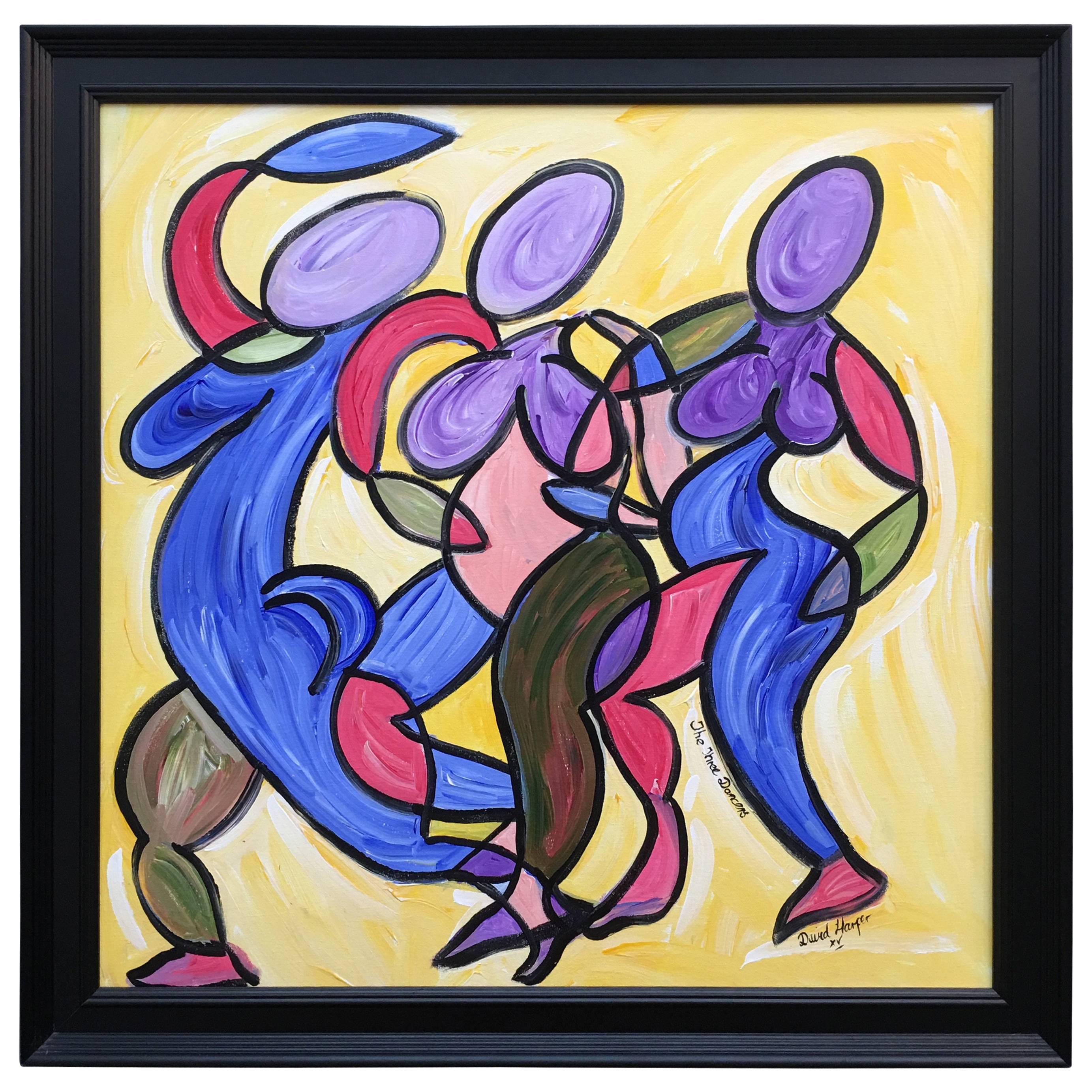 David Harper "The Three Dancers, " Original Painting on Canvas For Sale