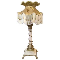 Antique Edwardian Alabaster Table Lamp