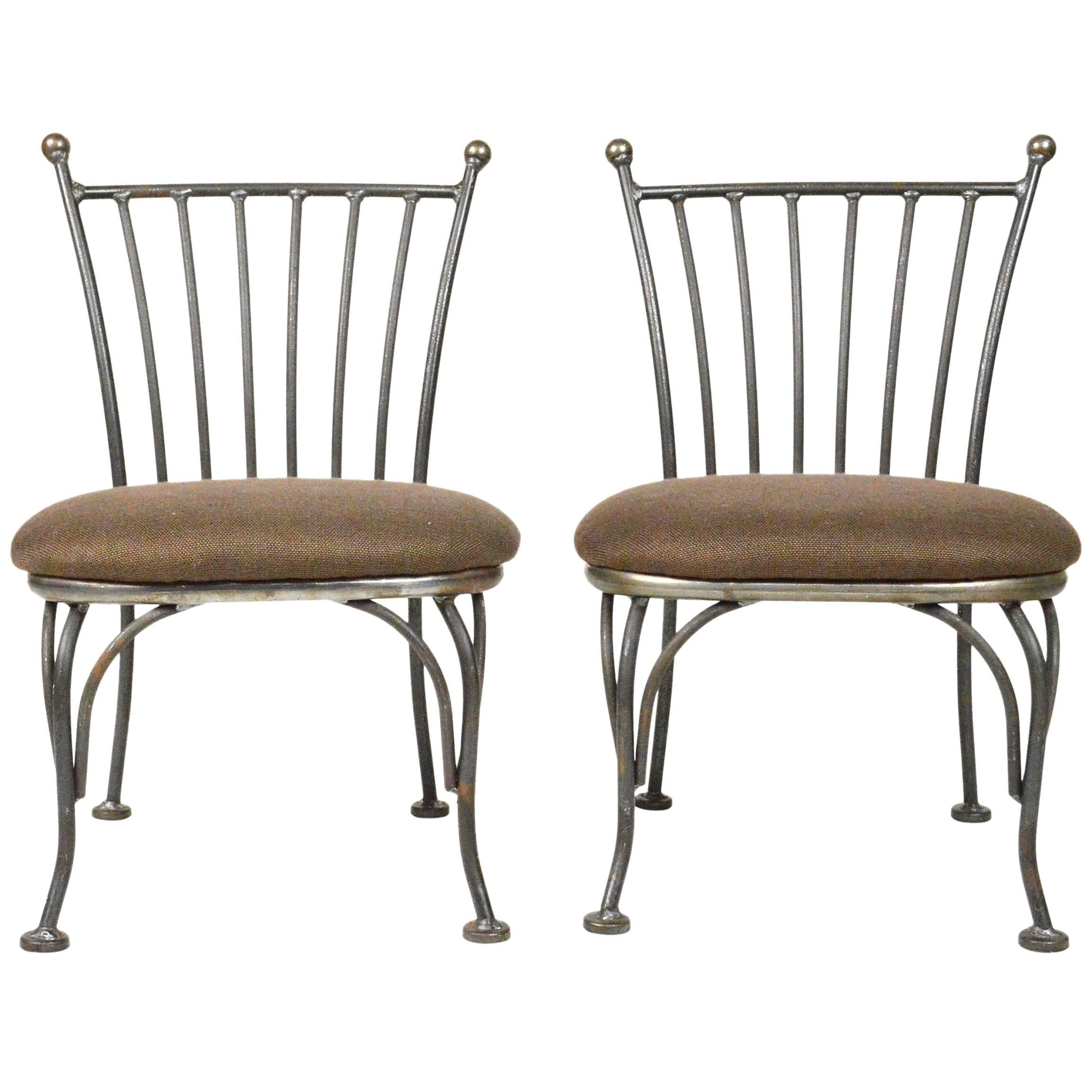 Pair of Child's Iron Bistro Chairs For Sale