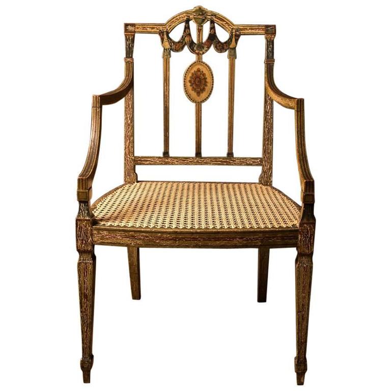 King III Painted Desk Chair in the Sheraton Manner, 18th Century