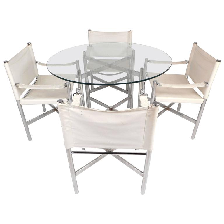 MidCentury Modern Chrome XBase Dining Set For Sale at 1stdibs