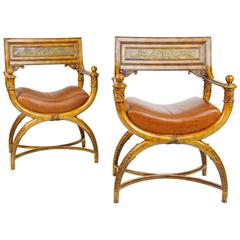 Pair of Italian Savonarola Style Chairs