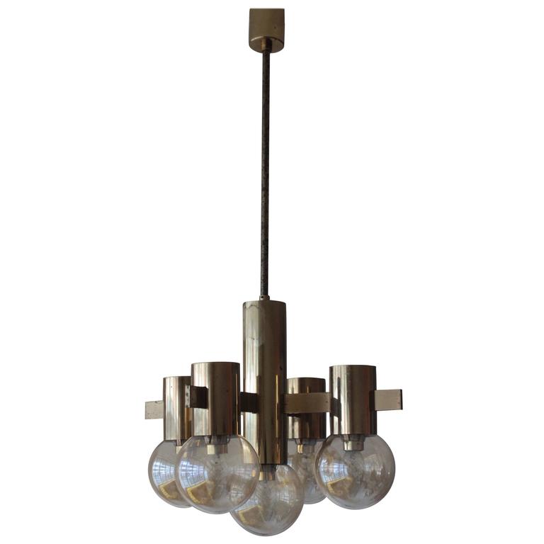 Large 1970s Mod Brass And Smoked Glass Chandelier For At 1stdibs Italian Brass Smoked Glass Chandelier 1970s