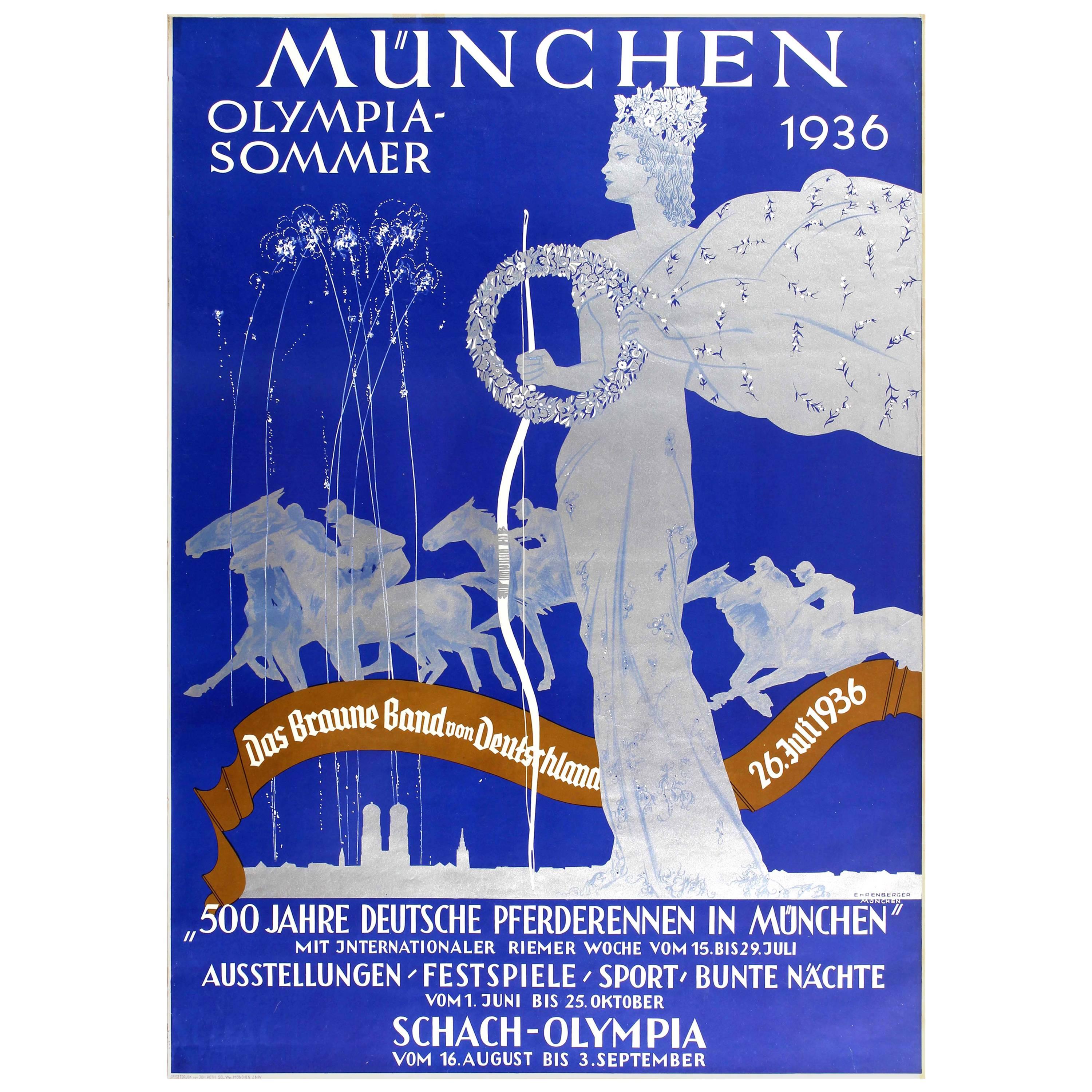 Original Vintage Munich Olympic Sport Poster for Das Braune Band / Brown Ribbon