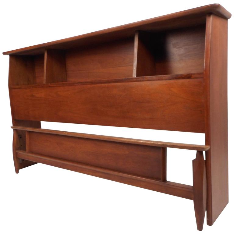 Mid Century Modern Queen Size Bookshelf, Mid Century Wood Headboard Queen