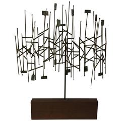 sculpture d'arbre abstrait des années 1960 en métaux mixtes à la manière de Harry Bertoia