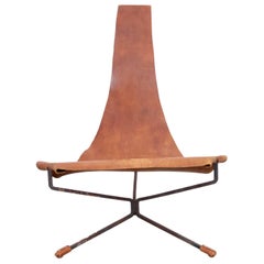 Early Dan Wenger Lotus Lounge Chair in Original Leather