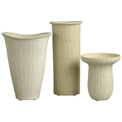 Three Vases with White Glaze by Gunnar Nylund for Rorstrand, 1940s-1960s