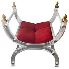 Lucite X Form Throne or Vanity Chair