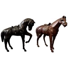Vintage Leather Wrapped Horse Sculptures, USA, 1940s
