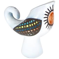 Roger Capron Bird Form Sun Motif Vase Coq Ceramic Pitcher Vallauris France