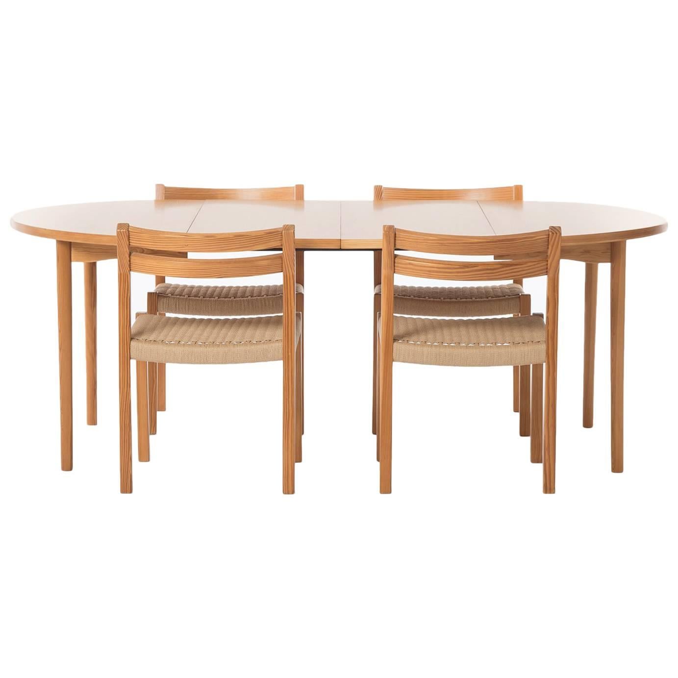 Fir Dining Table Set with 4 Chairs