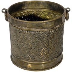 Vintage Hand-Hammered Indian Copper Planter with Palm, Early 20th Century