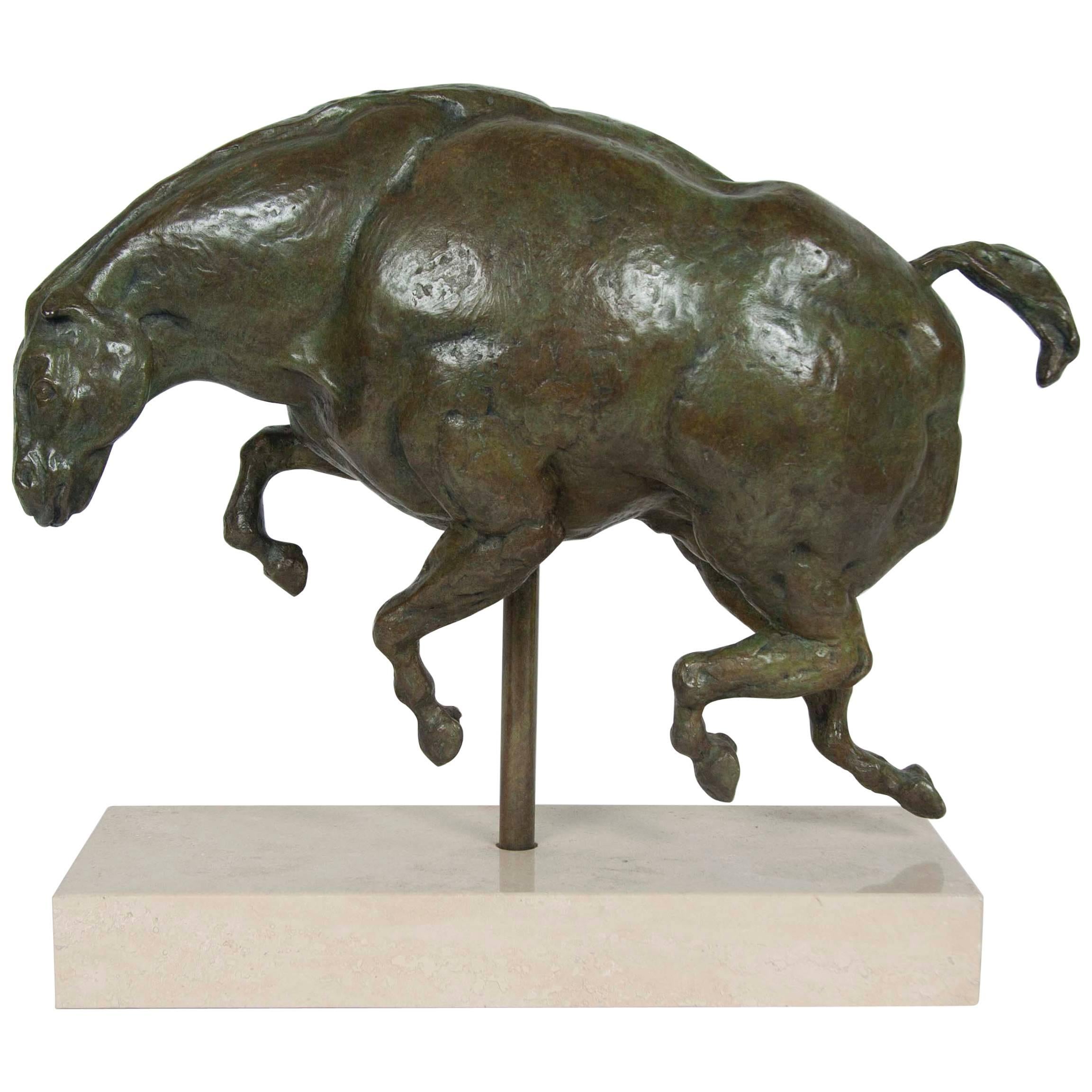 Impressionistic Bronze of a Horse on Travertine Base For Sale