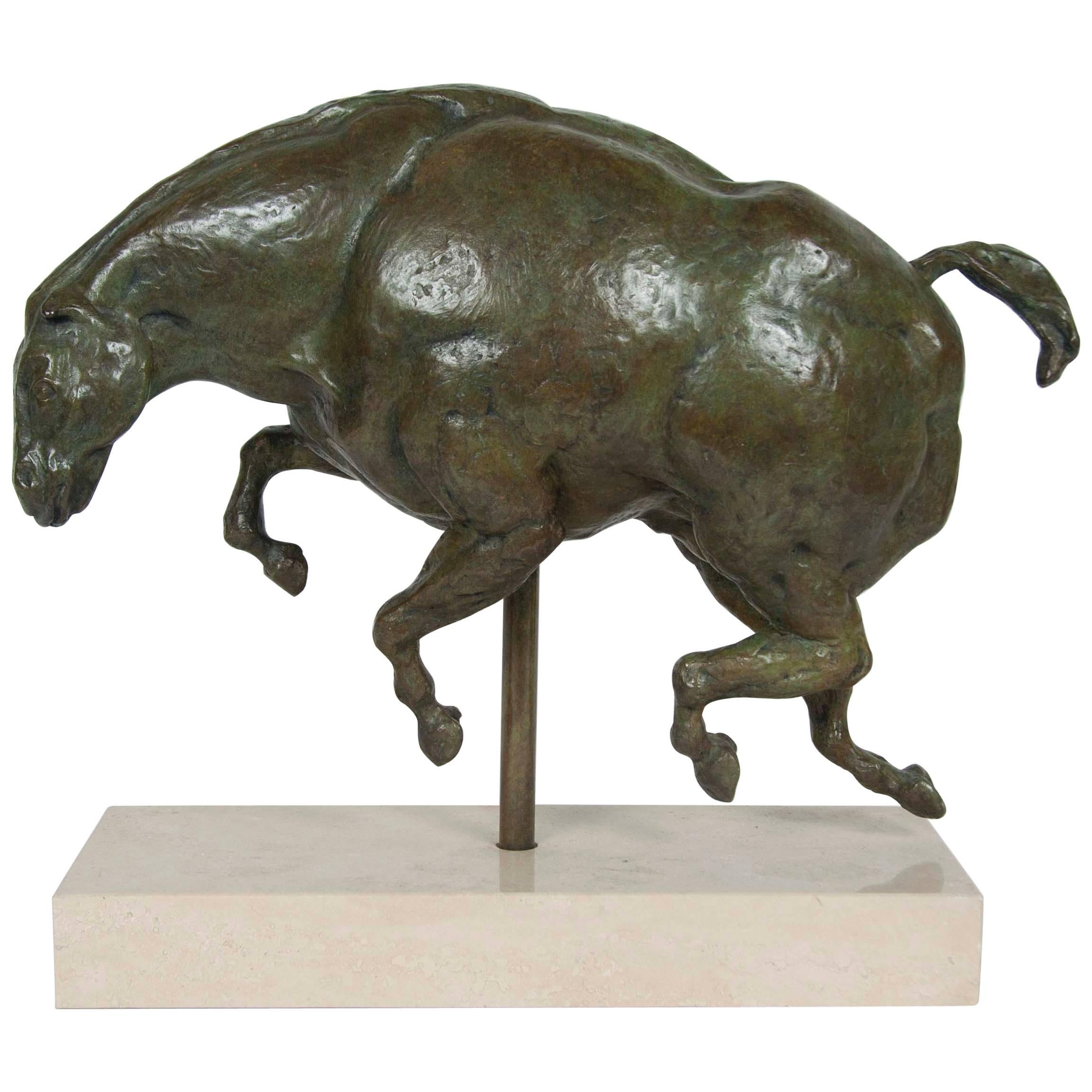 Impressionistic Bronze of a Horse on Travertine Base