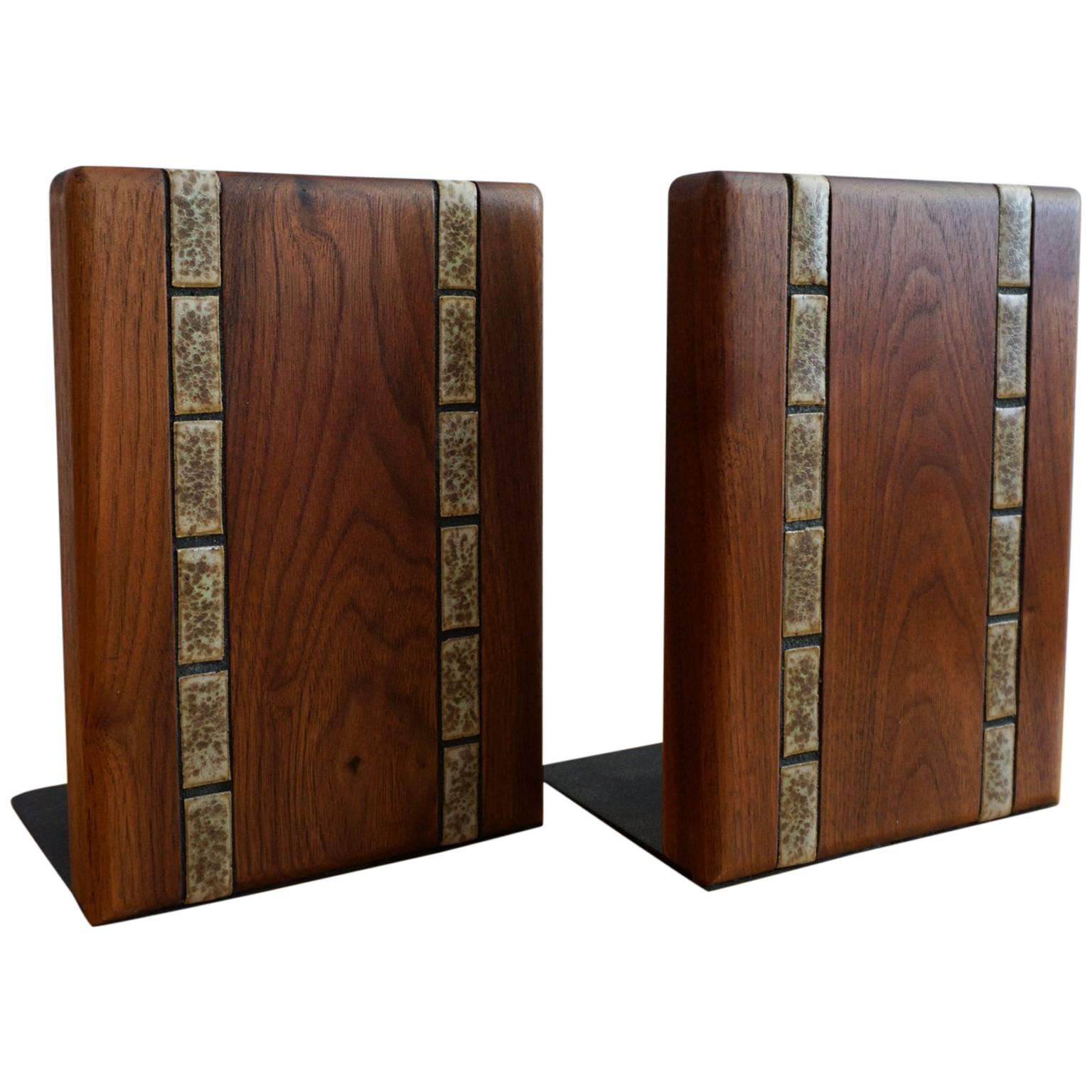 Martz Ceramic and Wood Bookends