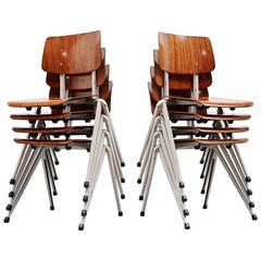 Retro Galvanitas Stacking Chairs Set of Eight, Holland, 1970